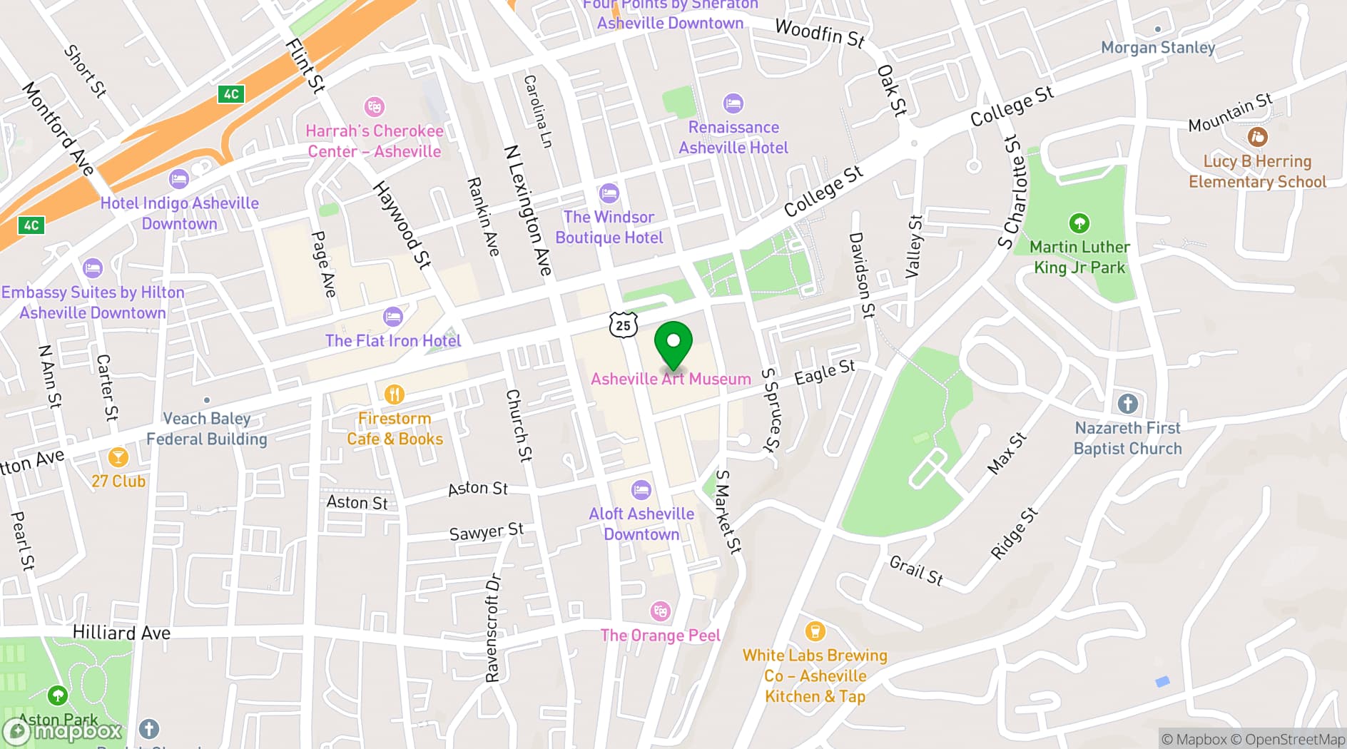 Map showing Wortham Center for the Performing Arts