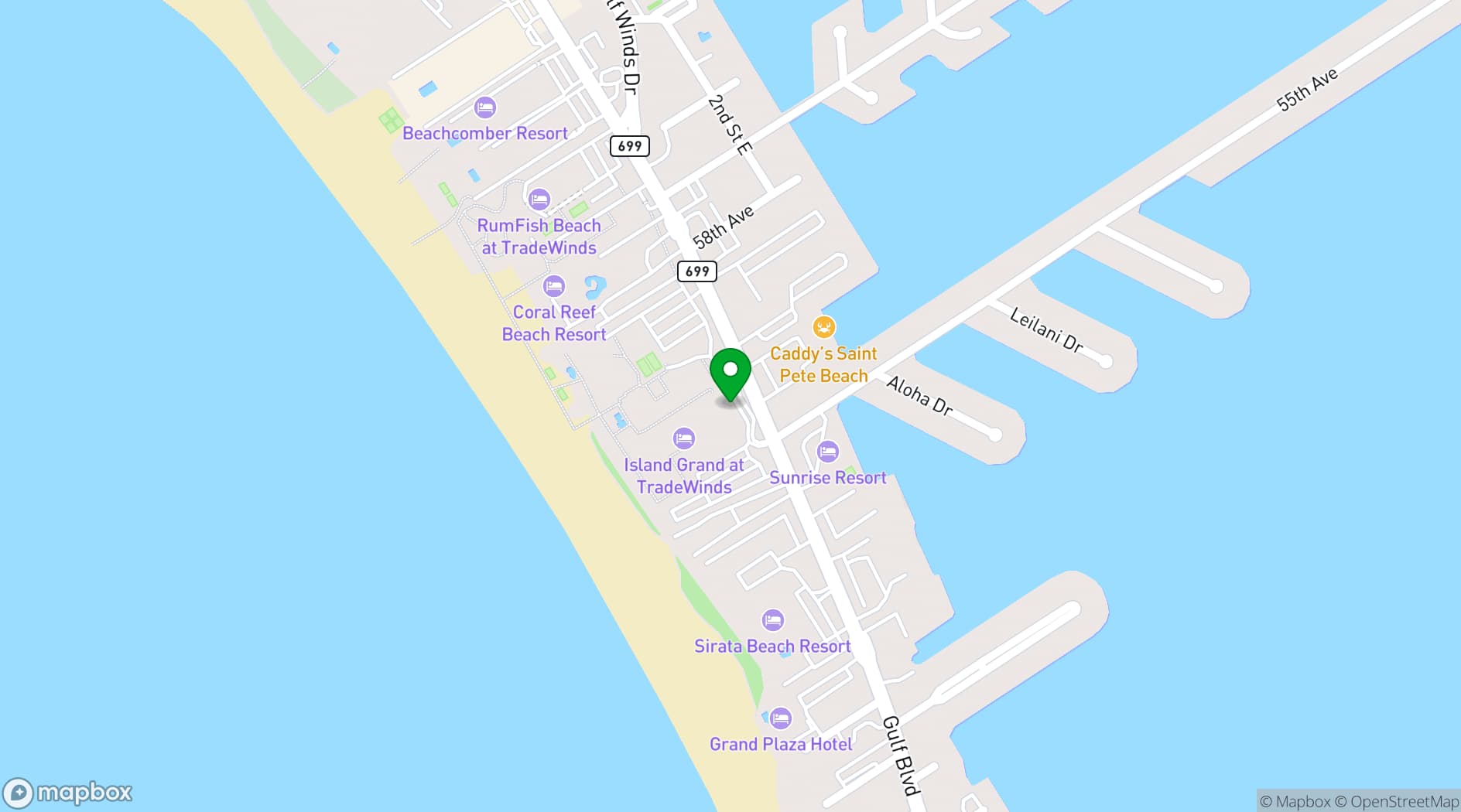 Map showing TradeWinds Resort