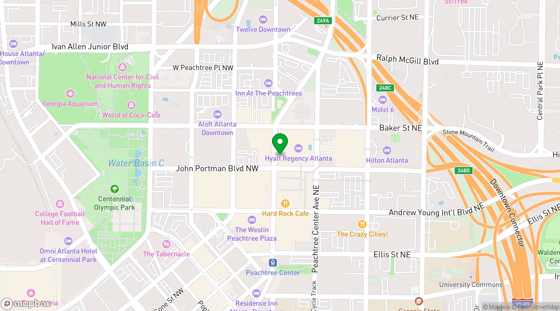 Map showing Hyatt Regency Atlanta