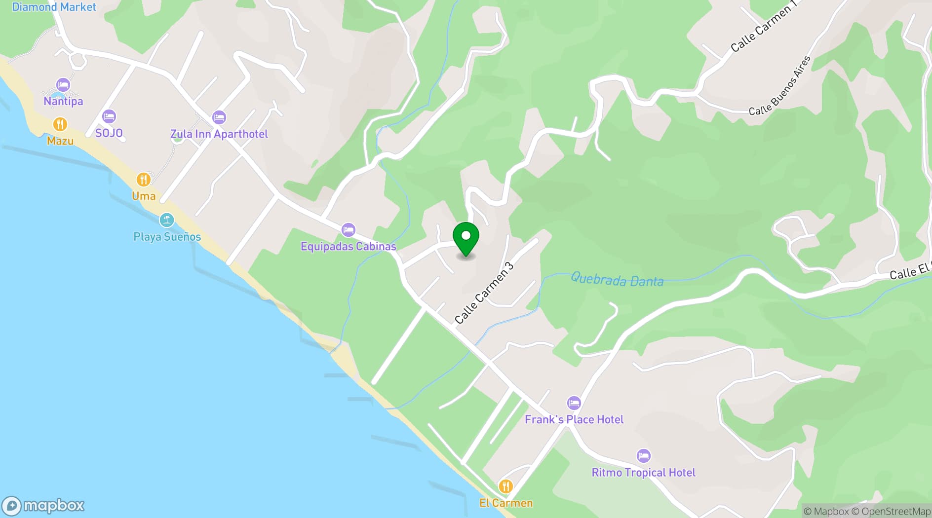 Map showing Horizon Hotel Santa Teresa
