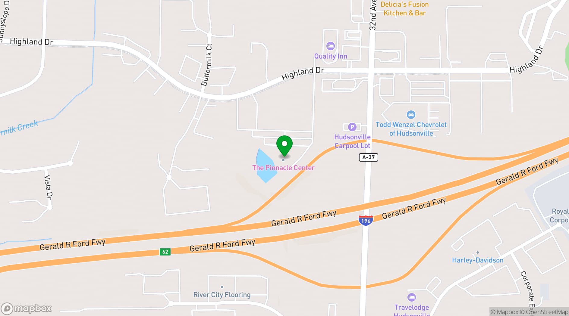 Map showing The Pinnacle Center