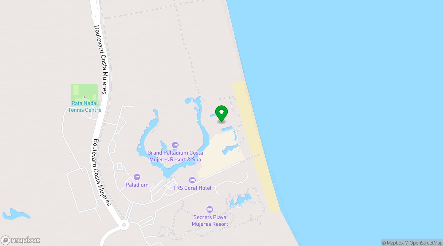 Map showing Grand Palladium Select Costa Mujeres