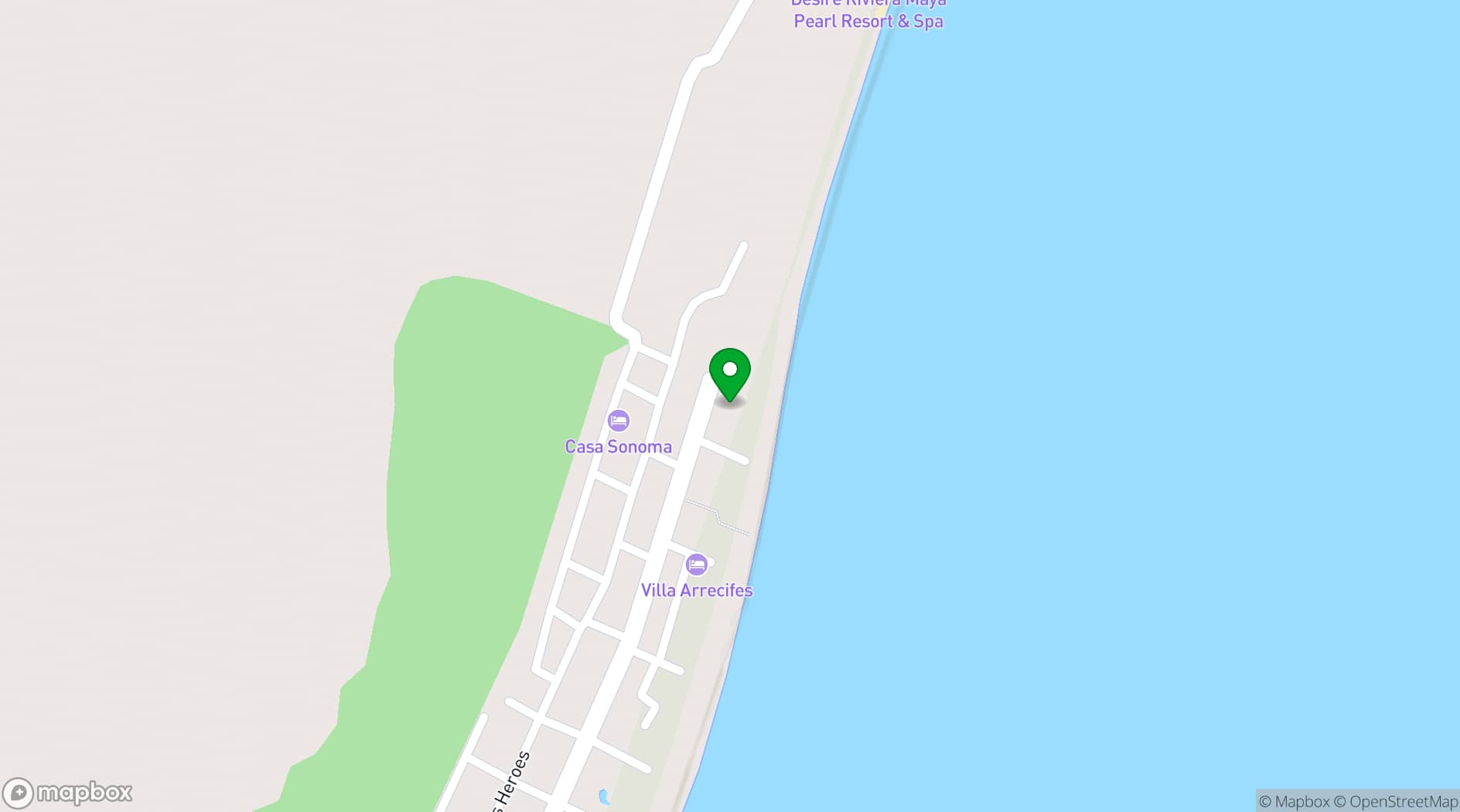 Map showing The Fives Oceanfront Puerto Morelos