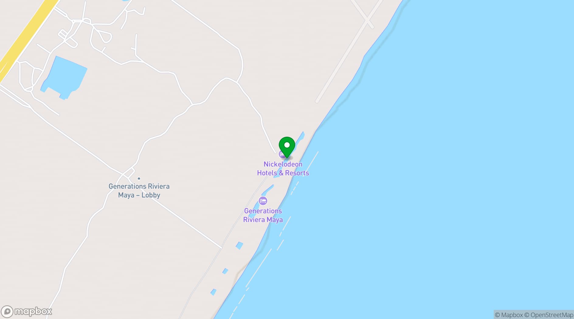 Map showing Nickelodeon Hotels & Resorts Riviera Maya