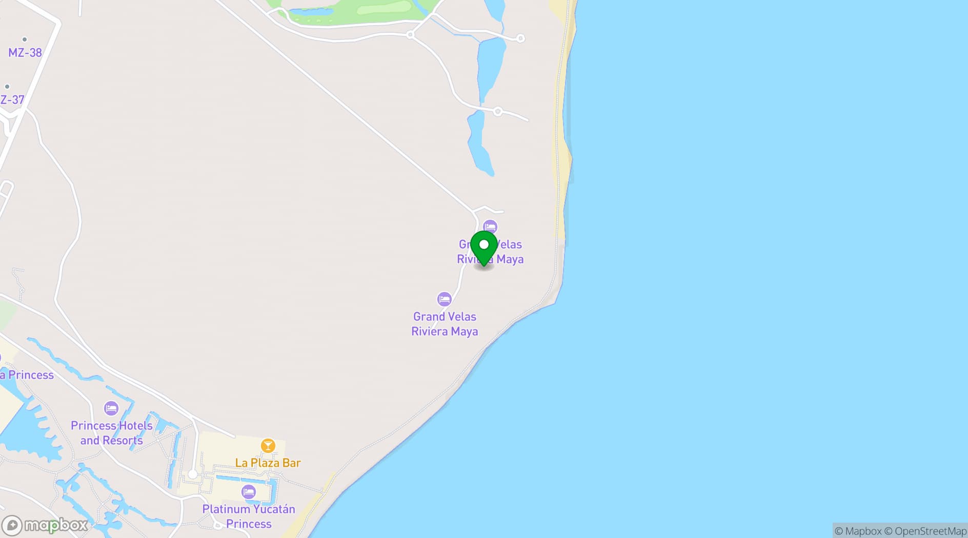 Map showing Grand Velas Riviera Maya