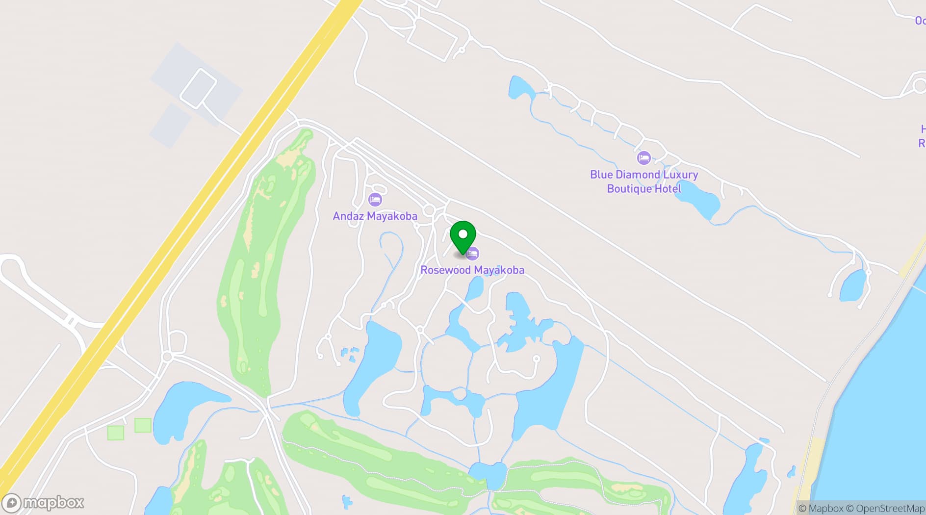Map showing Rosewood Mayakoba