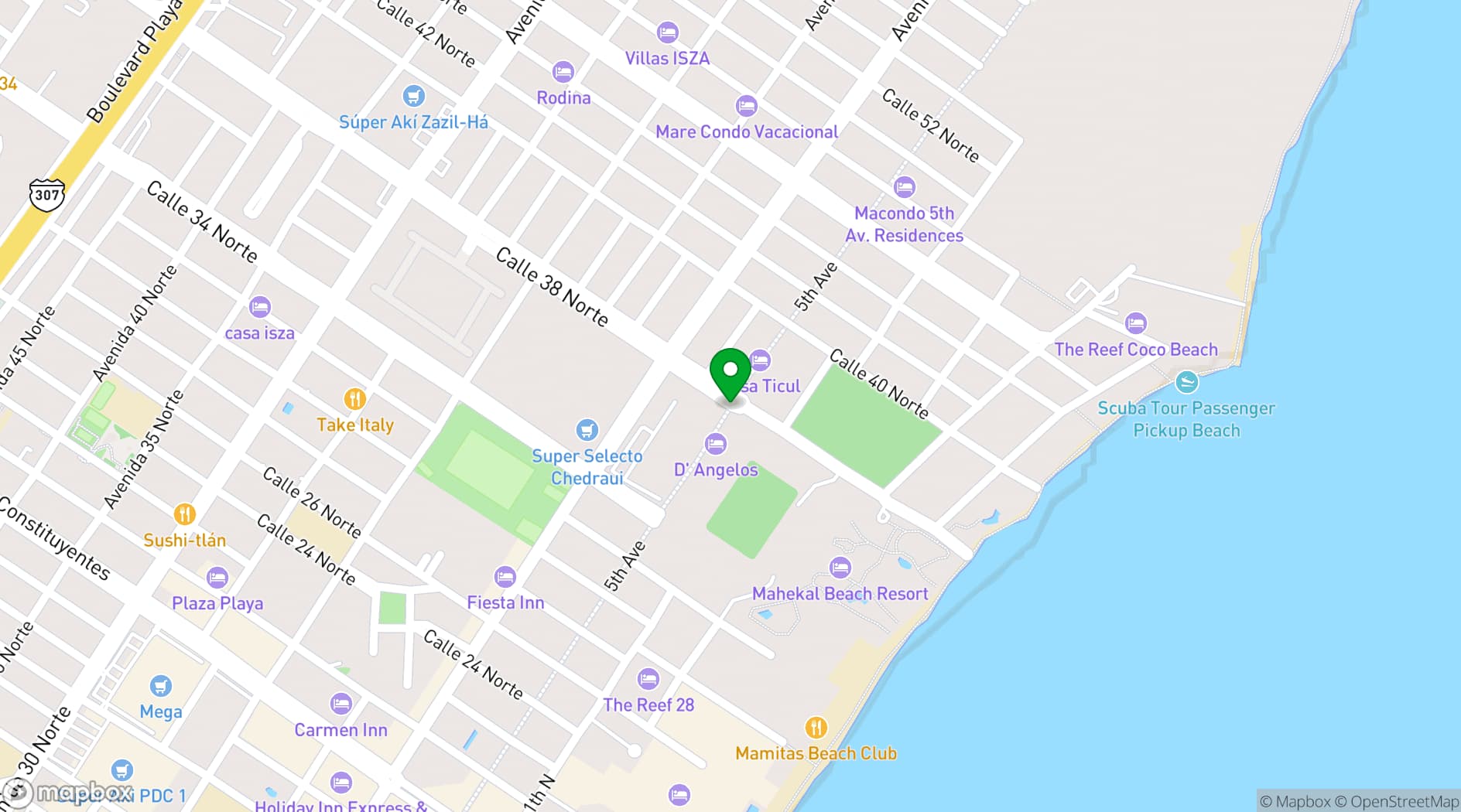 Map showing Hotel Grand Riveira Princess