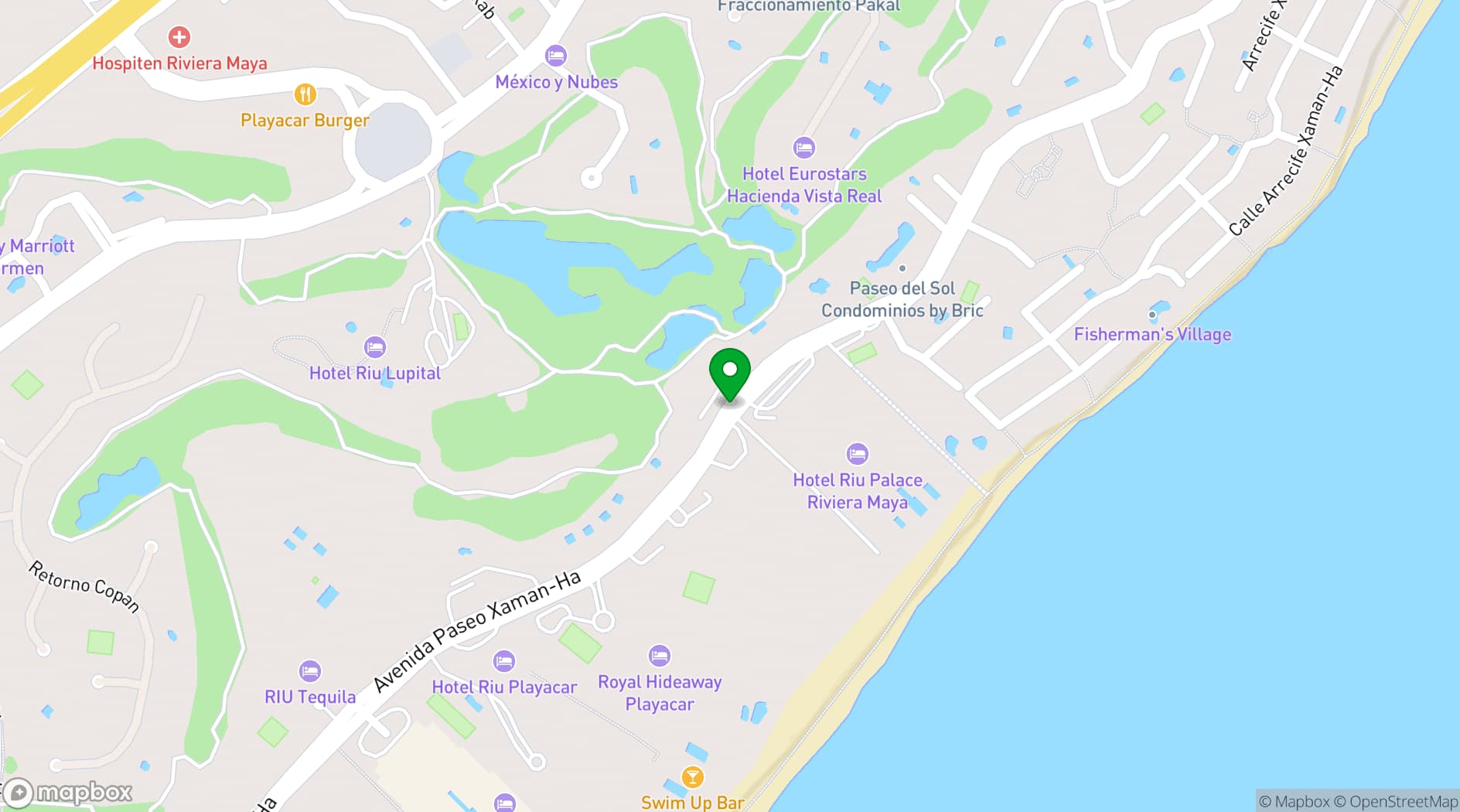 Map showing Royal Hideaway Playacar