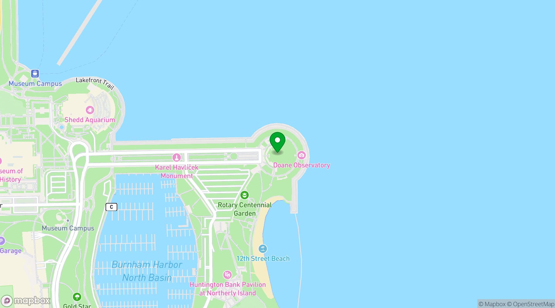 Map showing Adler Planetarium