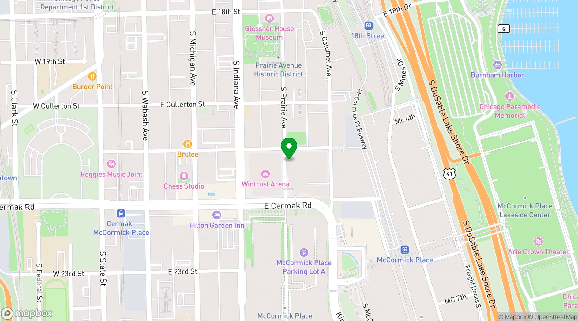 Map showing Marriott Marquis Chicago