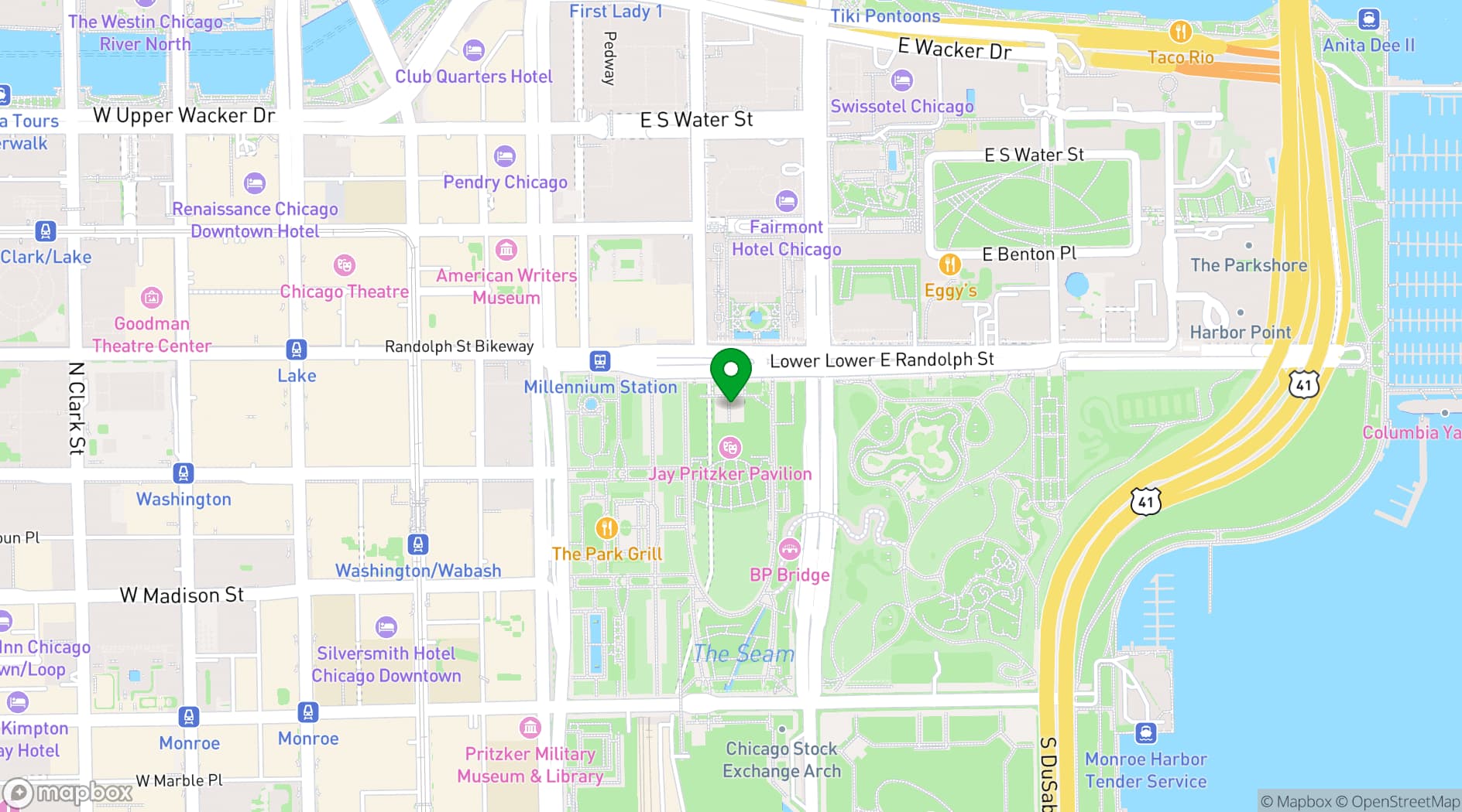 Map showing Harris Theater