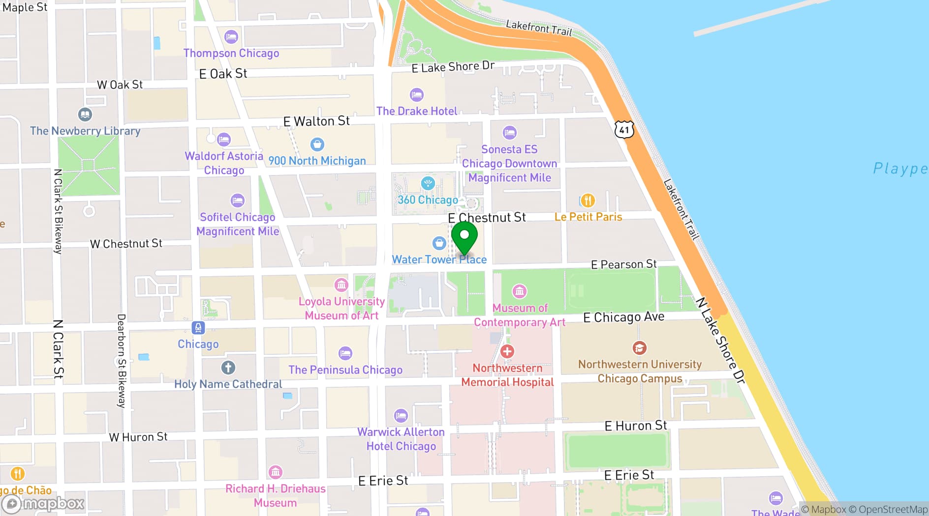 Map showing The Ritz-Carlton, Chicago