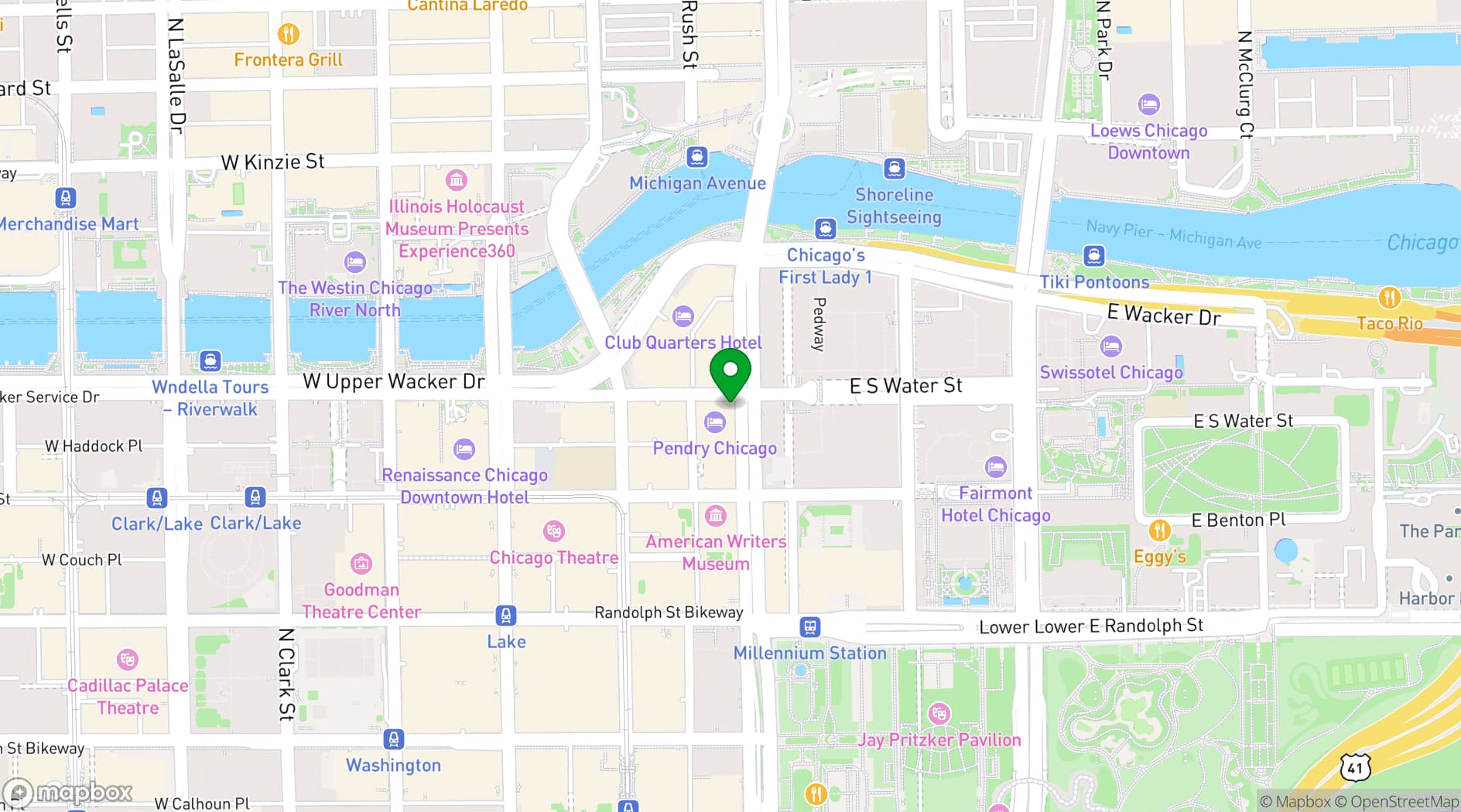 Map showing Renaissance Chicago Downtown Hotel