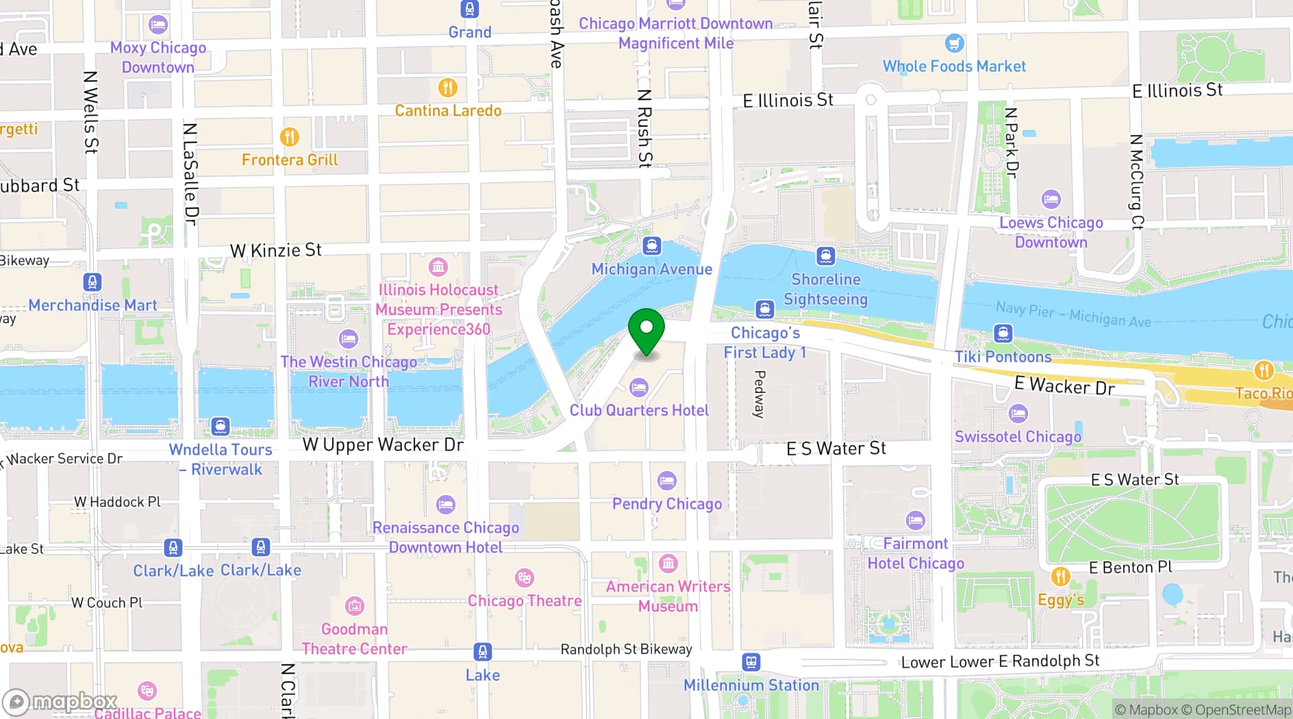 Map showing Ocean Prime Chicago