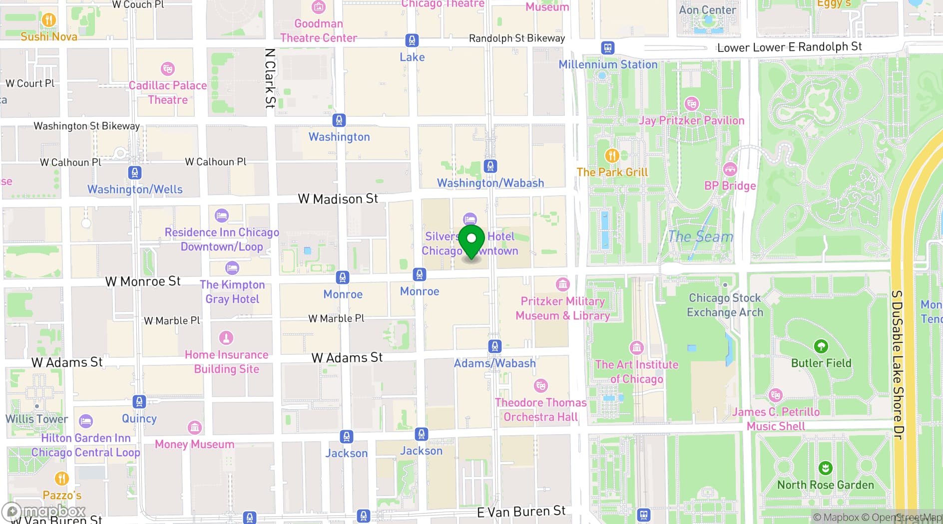 Map showing The Art Institute of Chicago