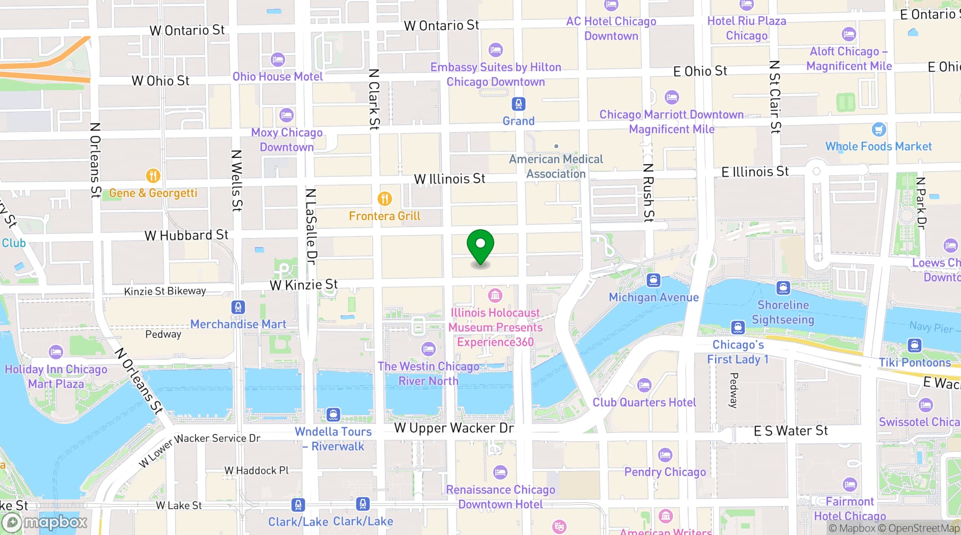 Map showing Kinzie Hotel