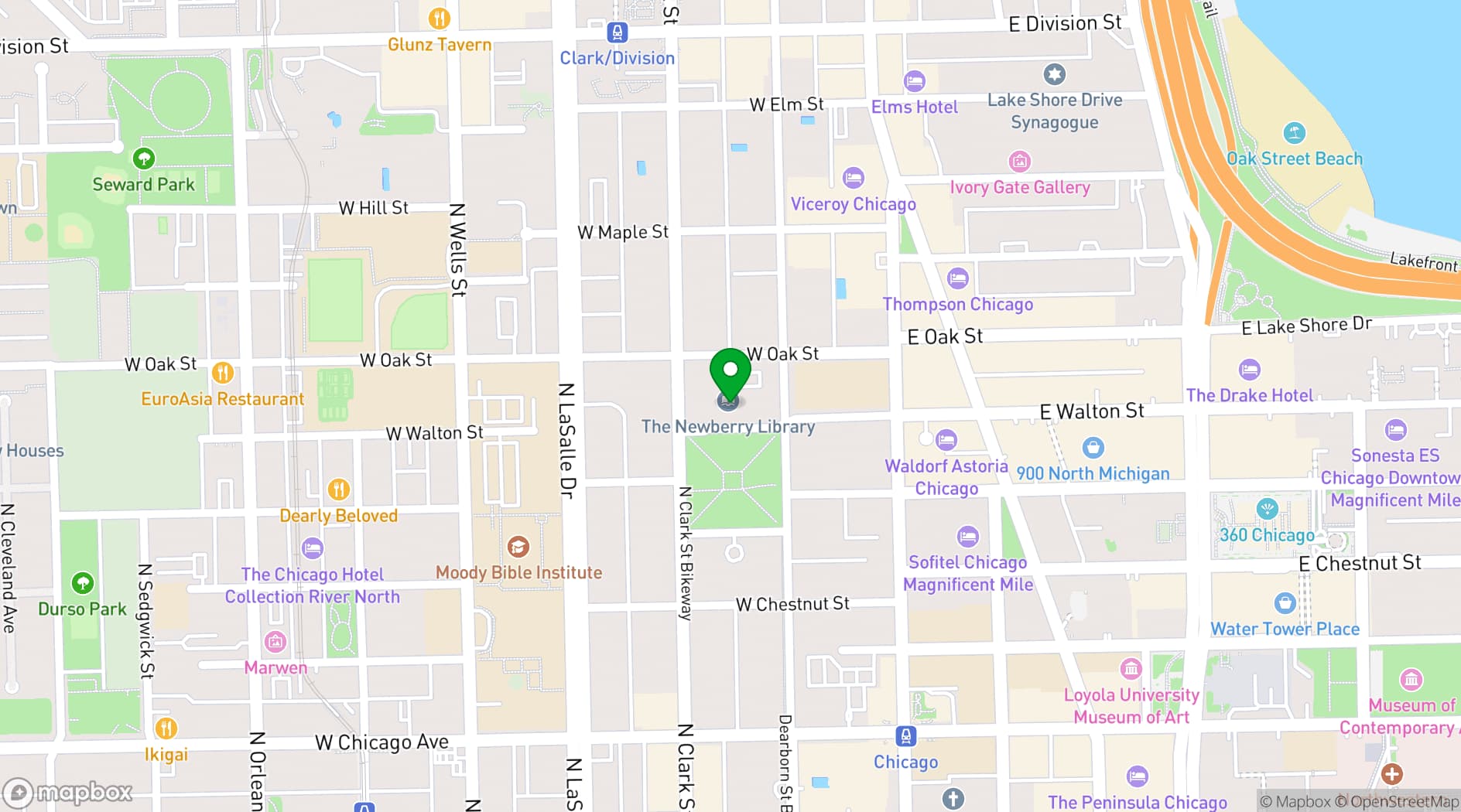 Map showing Newberry Library