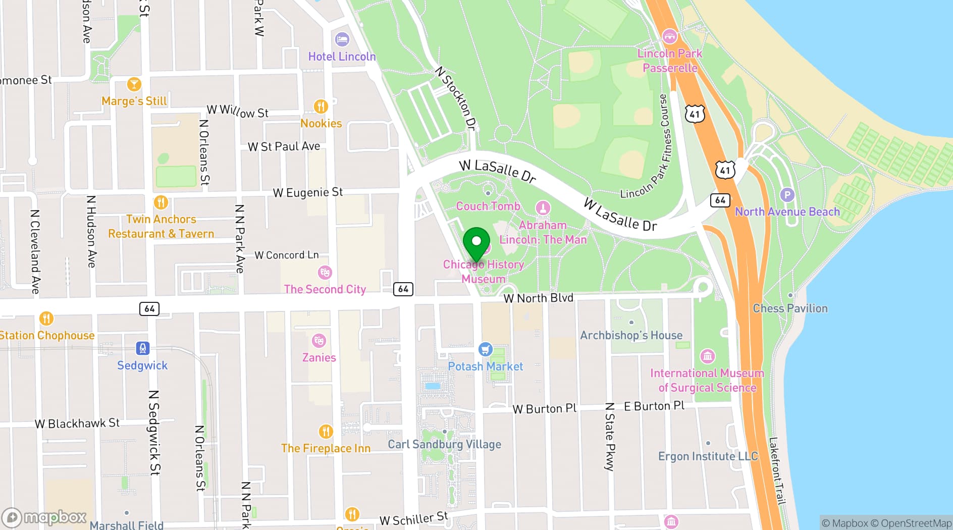 Map showing Chicago History Museum