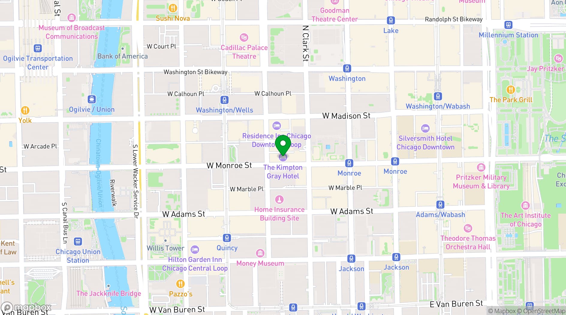 Map showing The Kimpton Gray Hotel