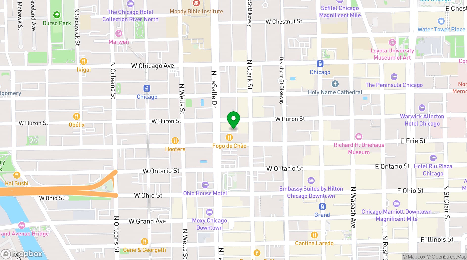 Map showing The Godfrey Hotel Chicago