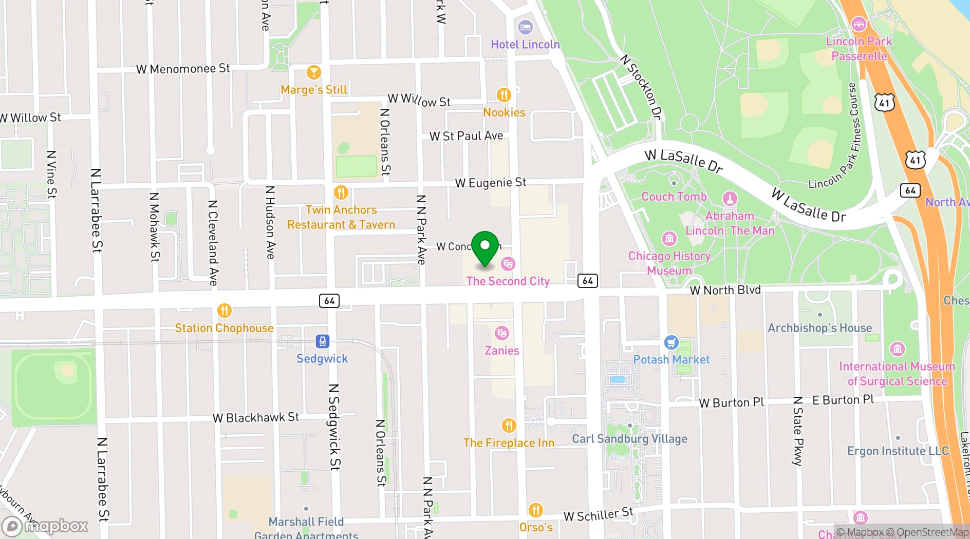 Map showing Second City Works