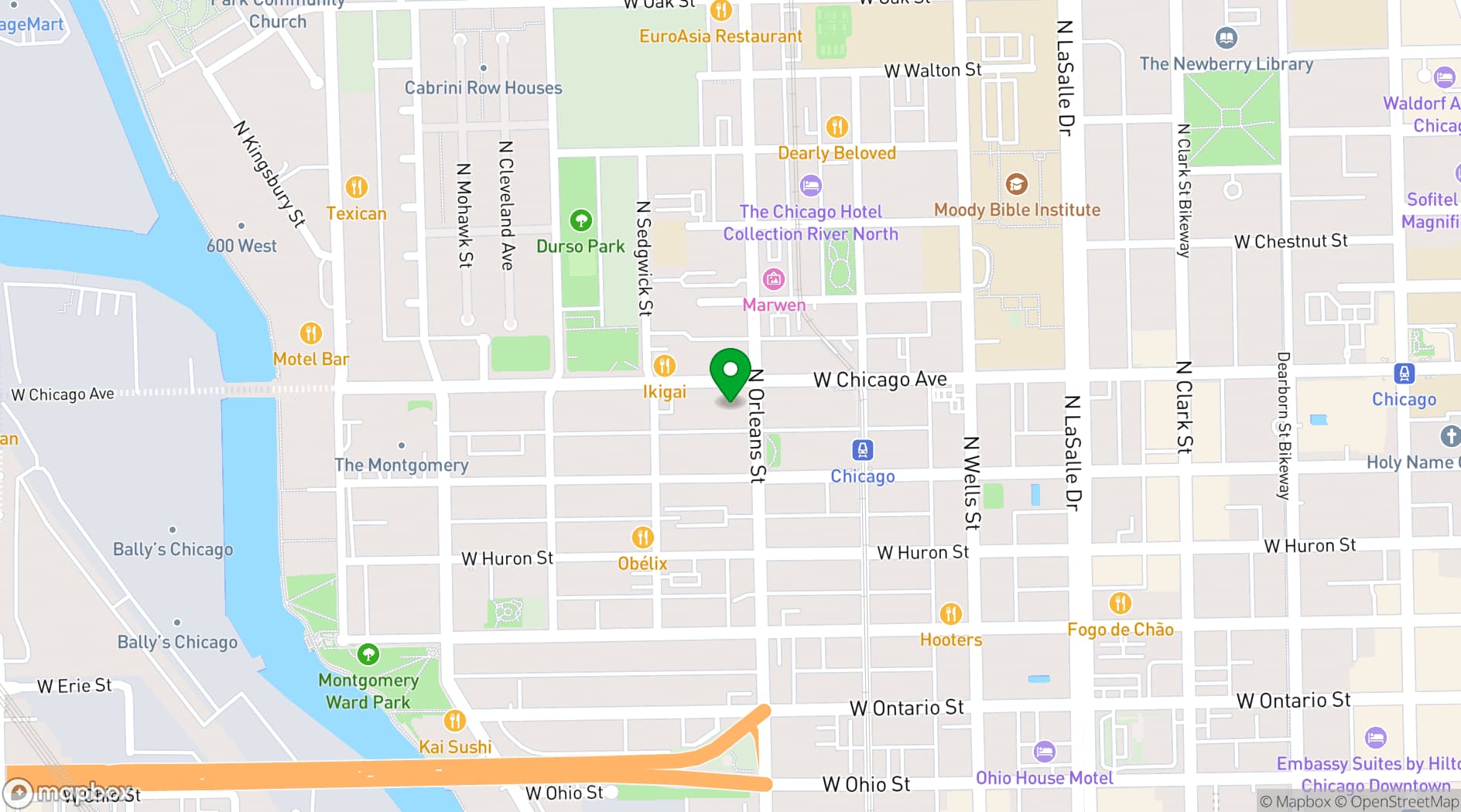 Map showing Gibsons Restaurant Group