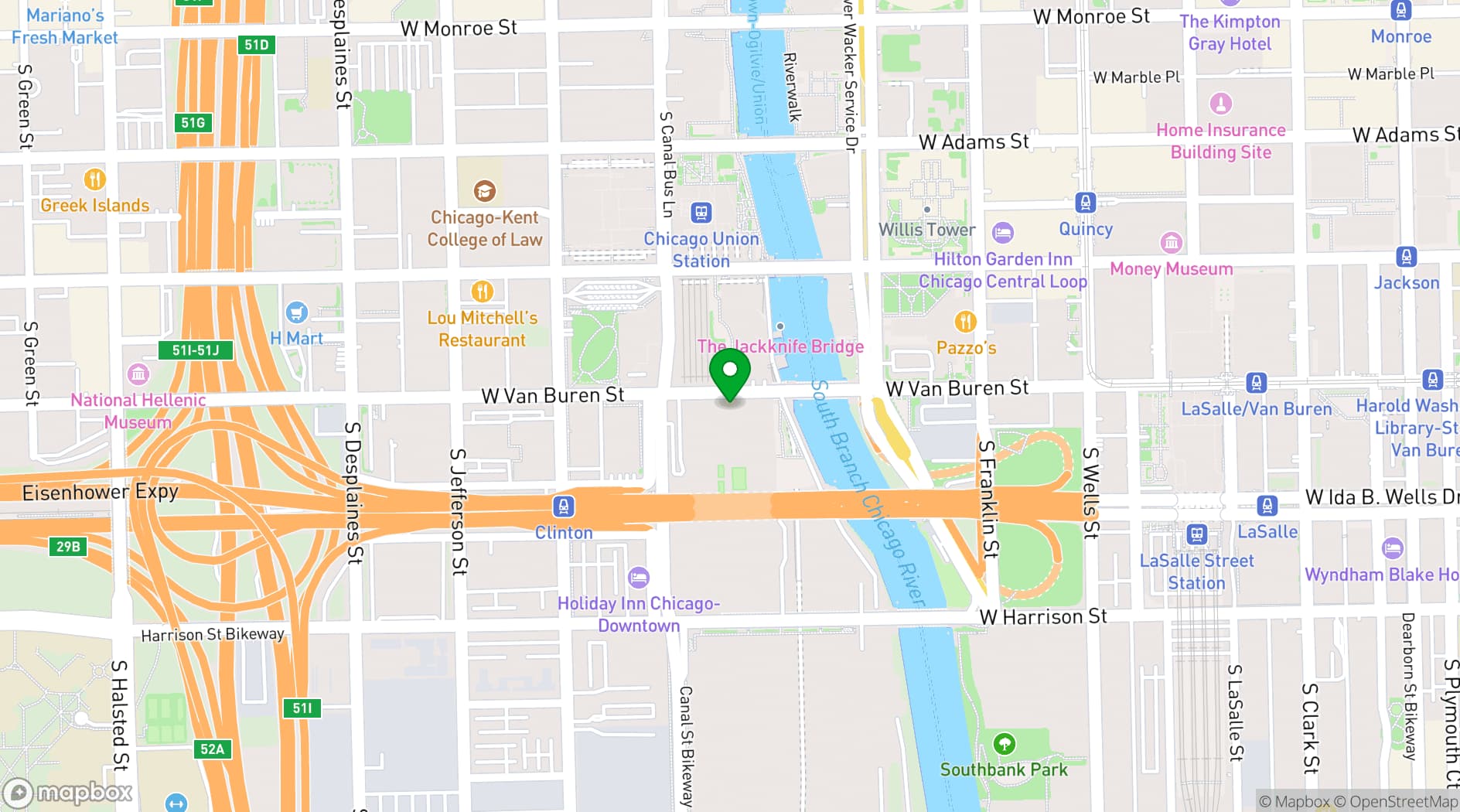 Map showing The Marquee Conference Center - The Old Post Office