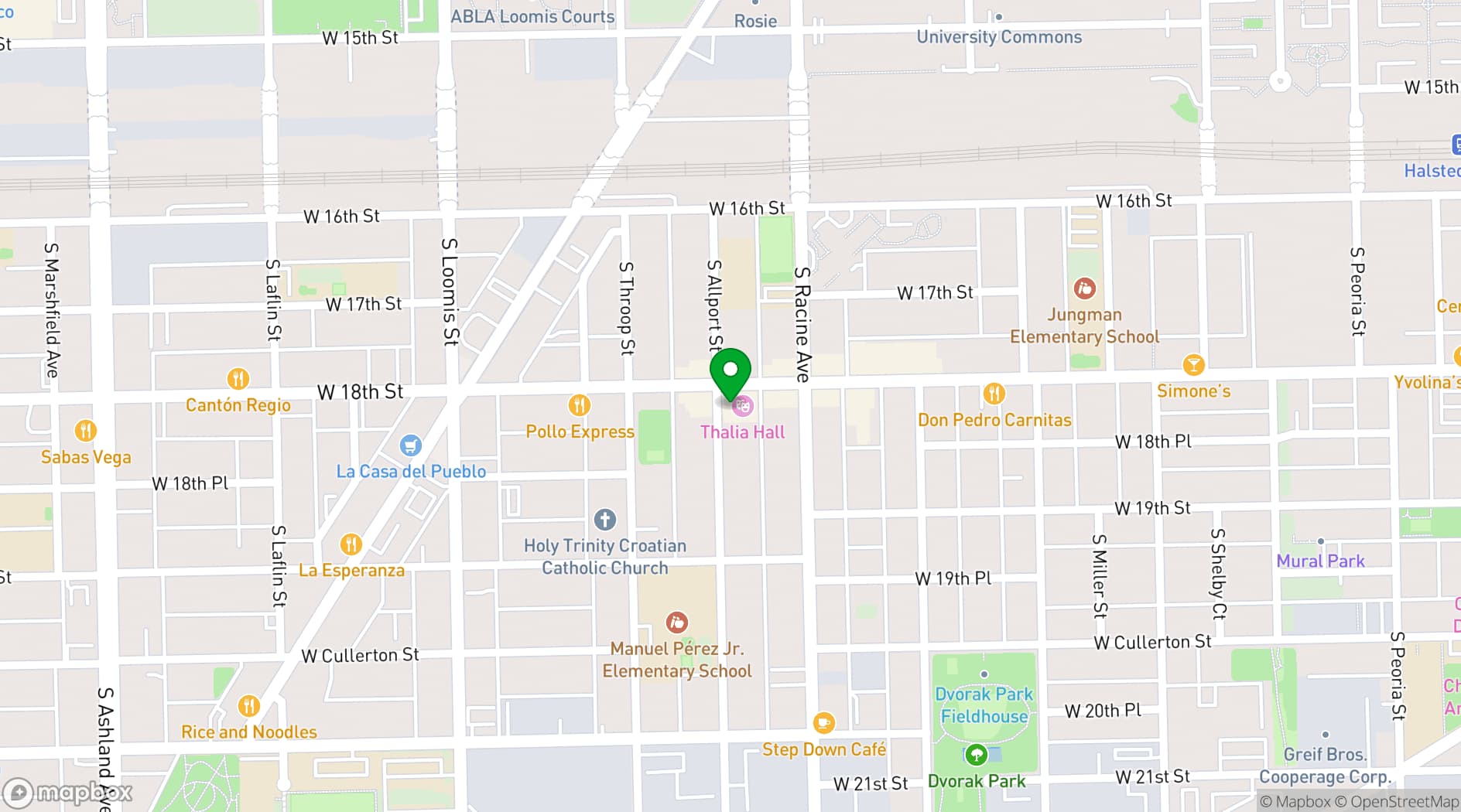 Map showing Thalia Hall