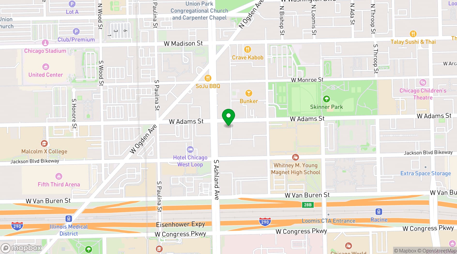 Map showing Epiphany Center for the Arts