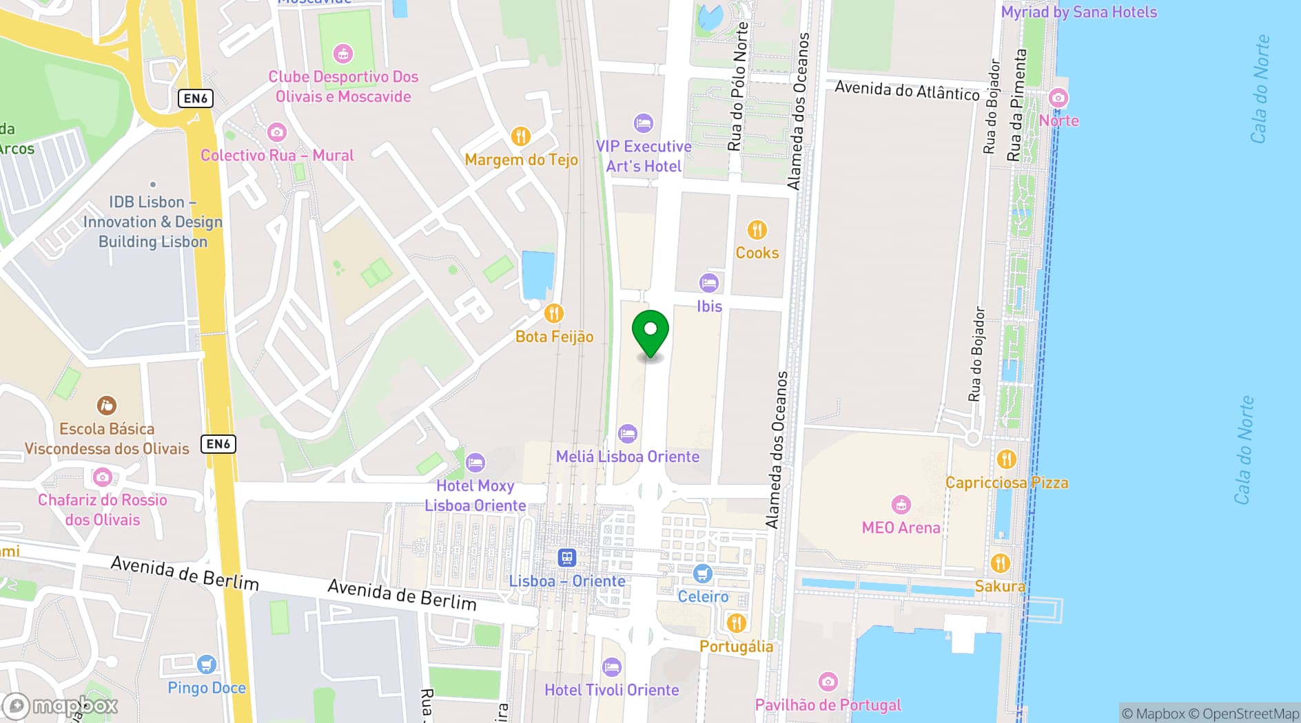 Map showing Meliá Lisboa Oriente