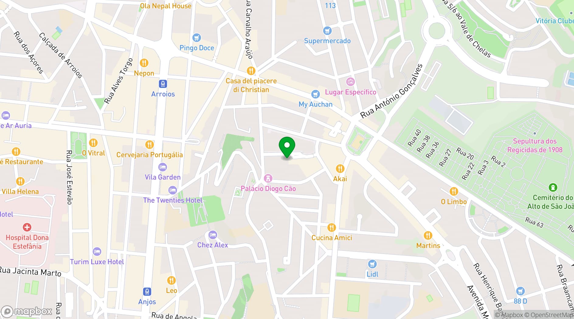 Map showing Impact Hub Lisbon