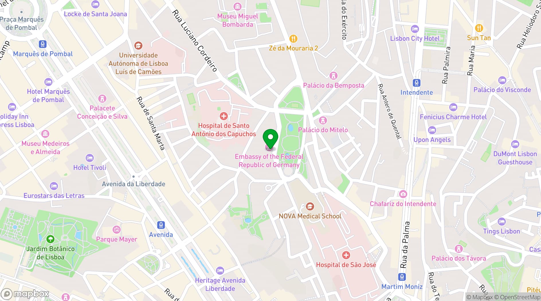 Map showing Goethe-Institut Lissabon