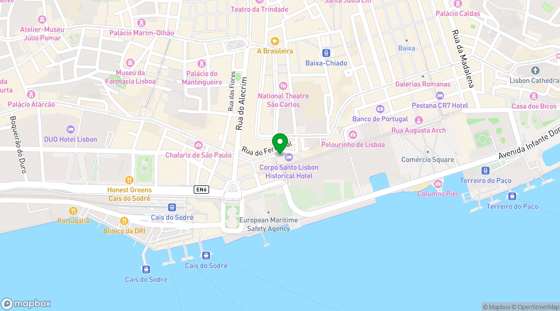 Map showing Corpo Santo Lisbon Historical Hotel