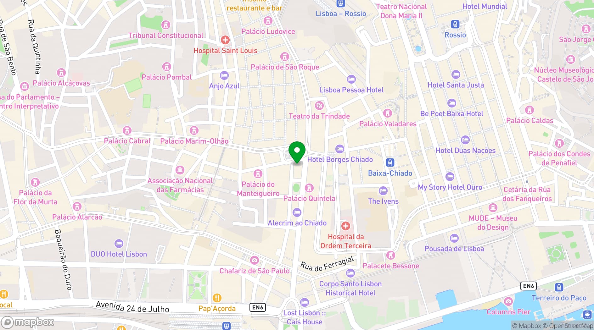 Map showing Bairro Alto Hotel