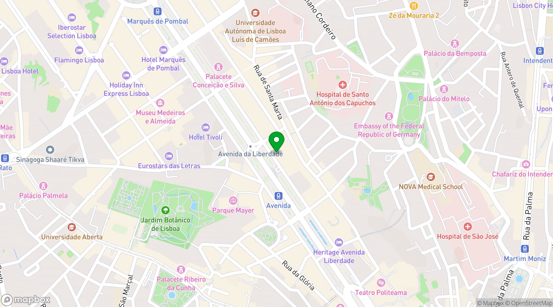 Map showing Hotel NH Collection Liberdade