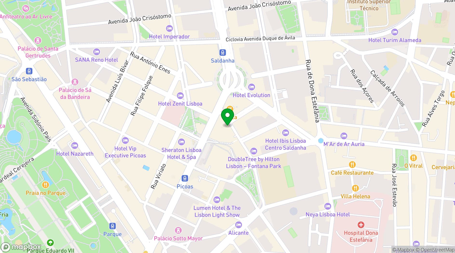 Map showing DoubleTree by Hilton Lisbon - Fontana Park