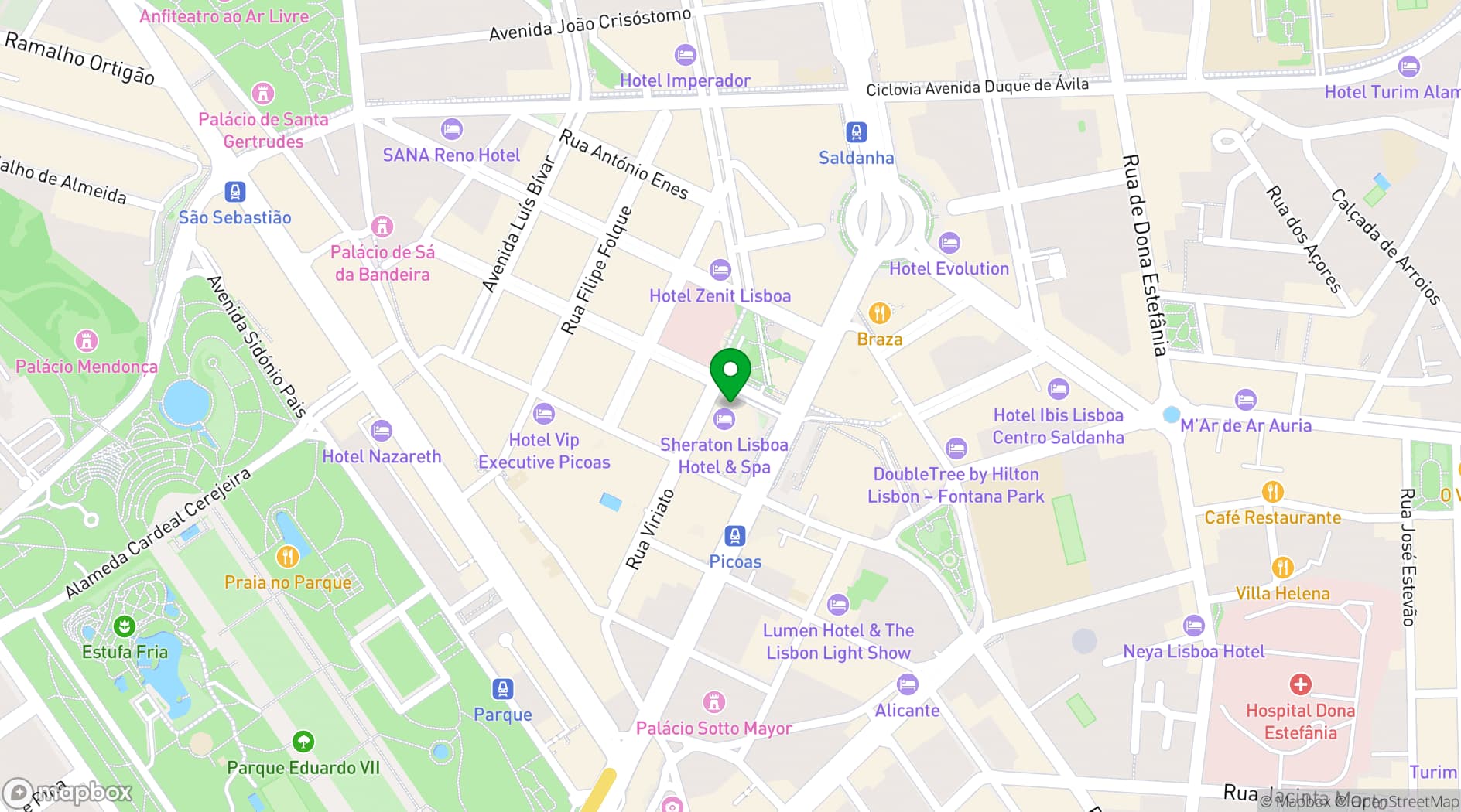 Map showing Sheraton Lisboa Hotel & Spa