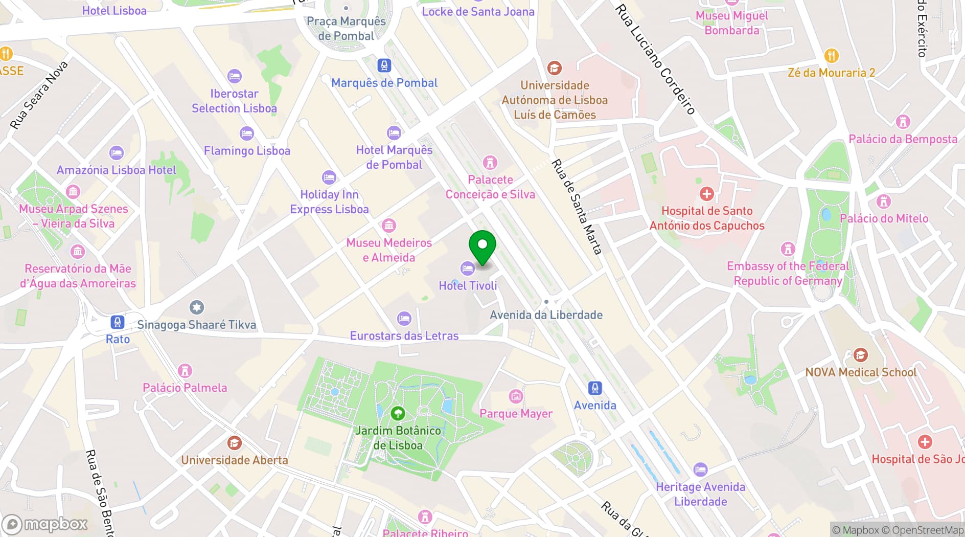 Map showing Hotel Tivoli Avenida Liberdade Lisboa