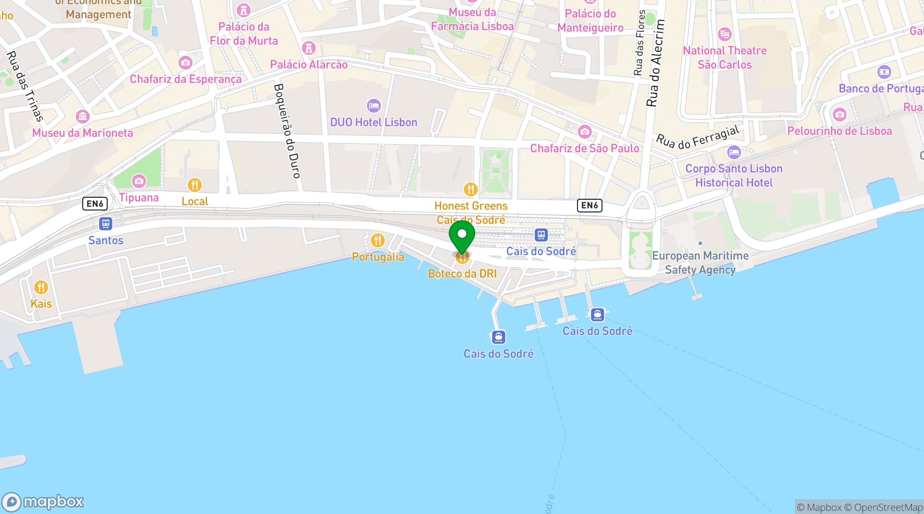 Map showing Boteco da DRI