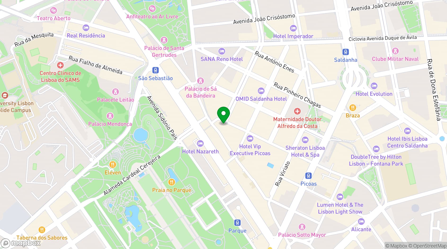 Map showing Real Palácio