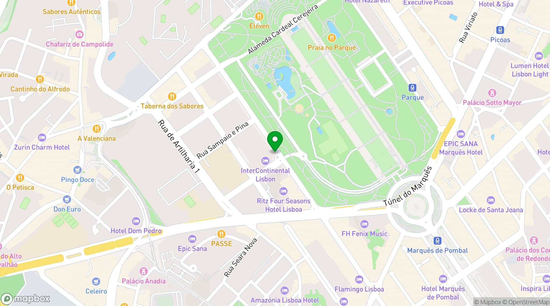 Map showing InterContinental Lisbon
