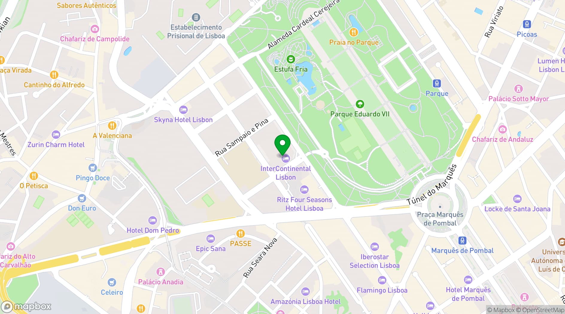 Map showing InterContinental Lisbon