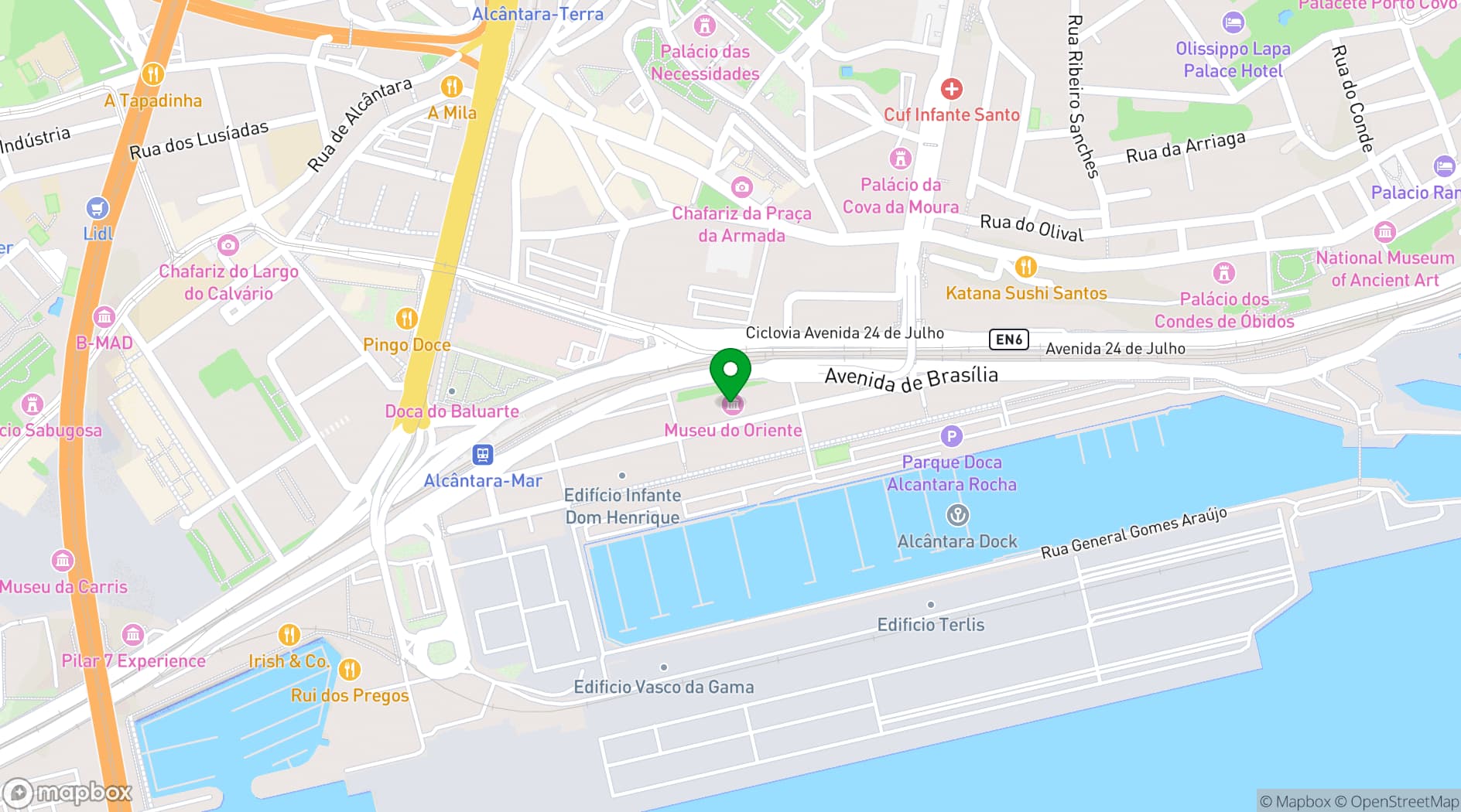 Map showing Museu do Oriente