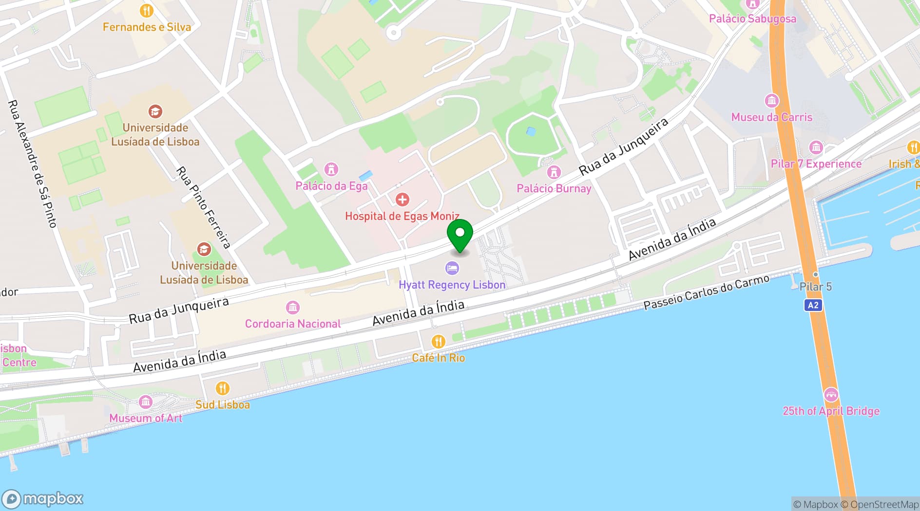 Map showing Hyatt Regency Lisbon