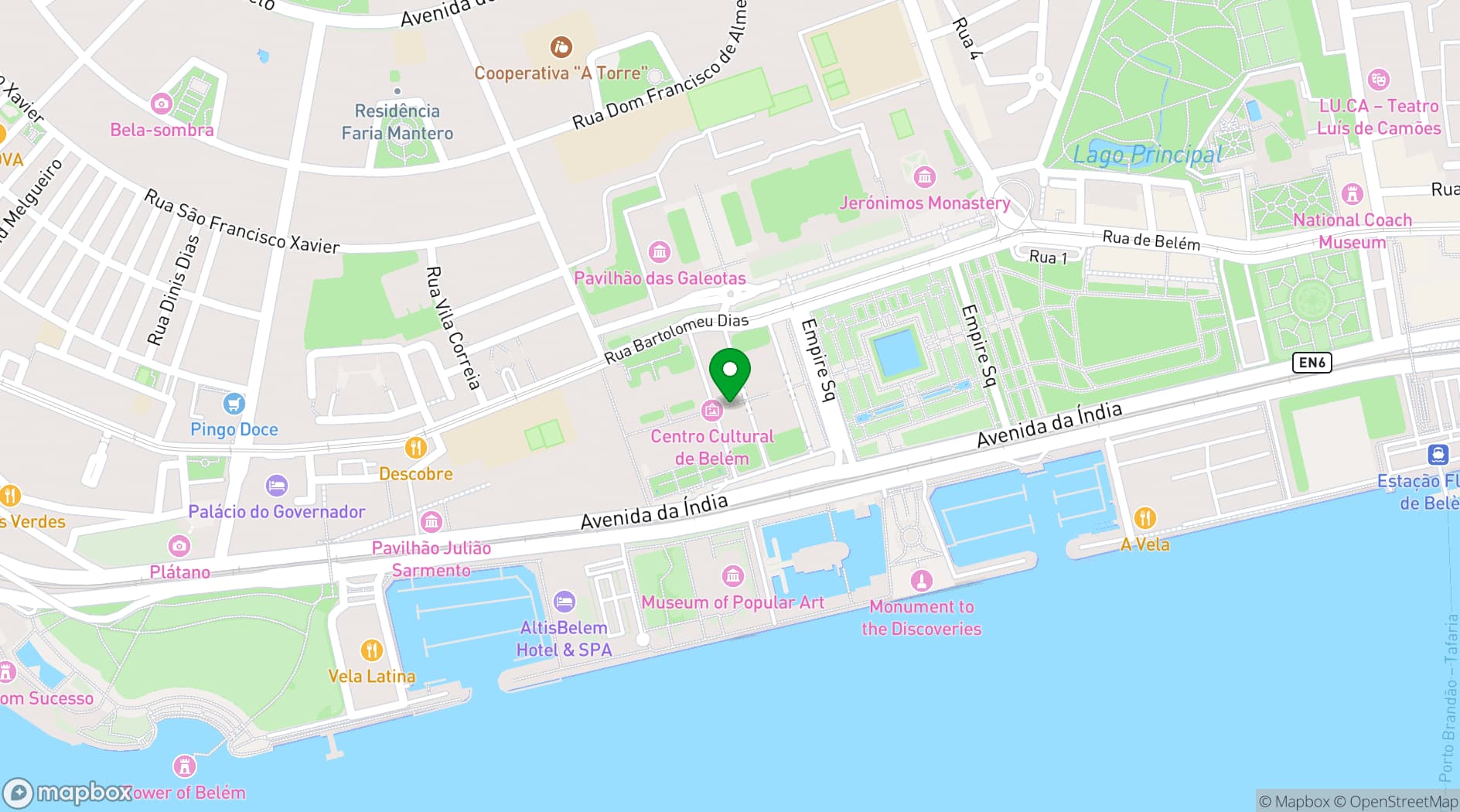 Map showing Centro Cultural de Belém