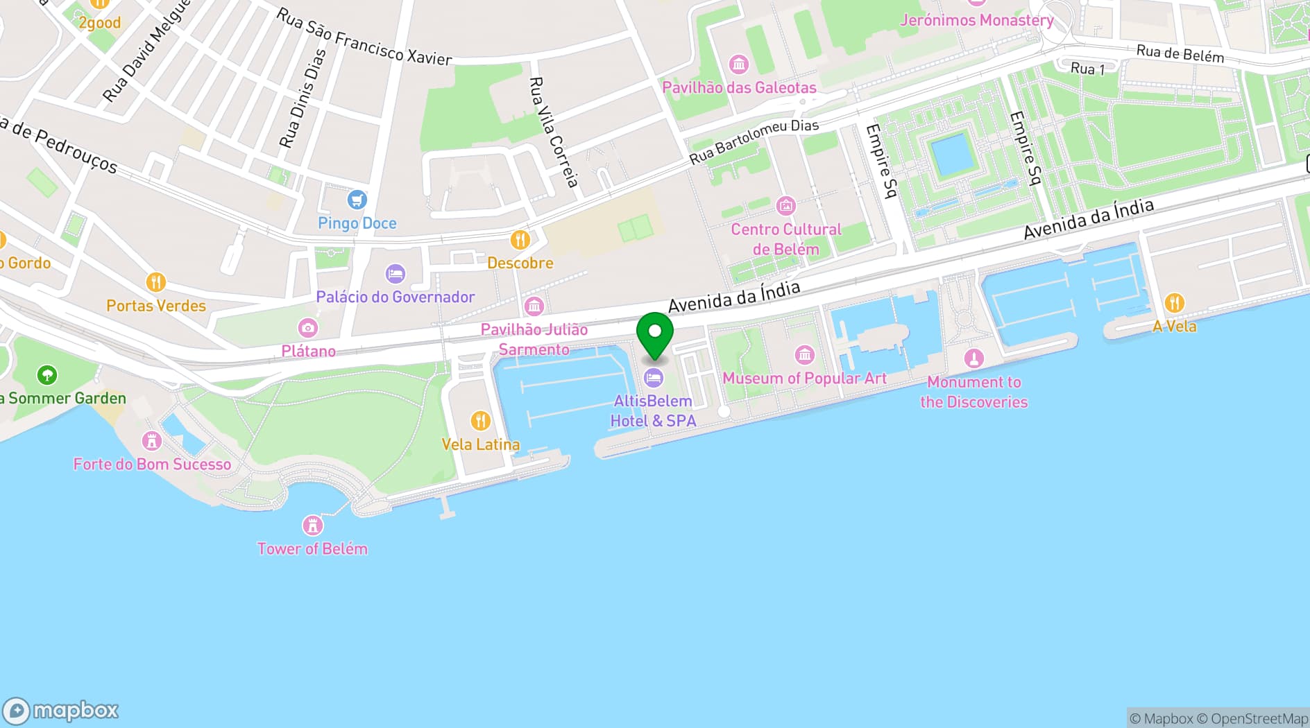Map showing Altis Belém Hotel & Spa