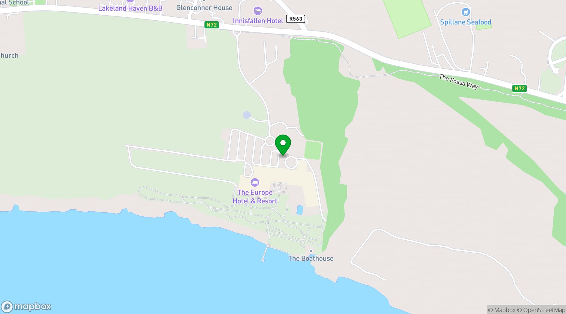 Map showing Europe Hotel and Resort