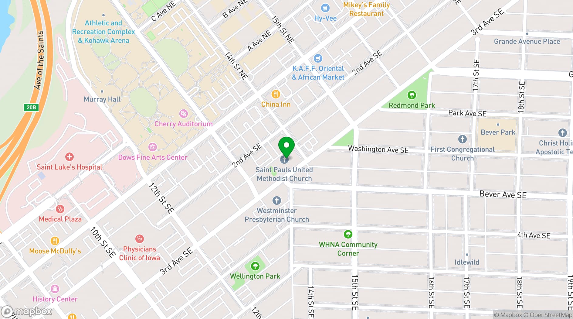 Map showing St. Paul's United Methodist Church