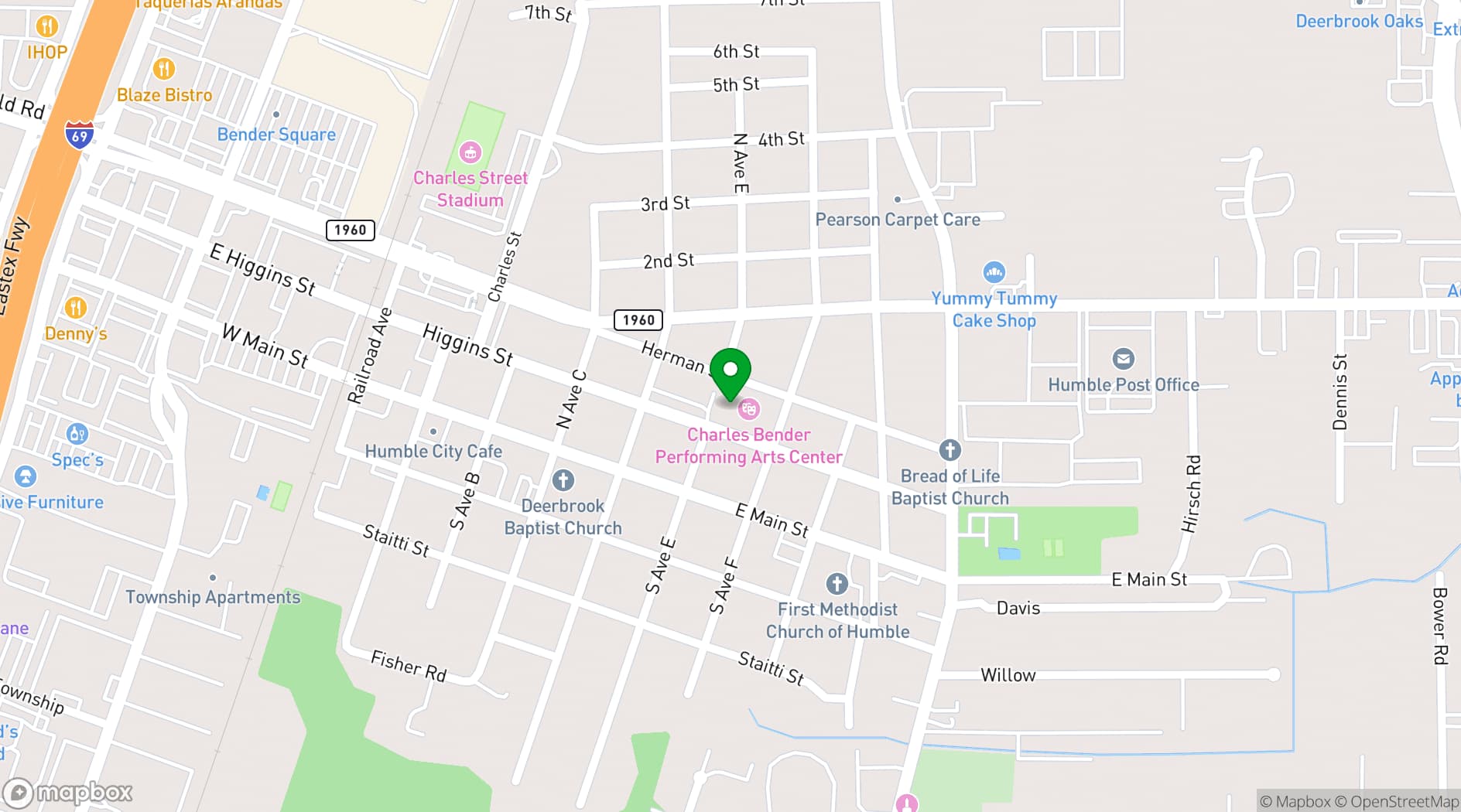 Map showing Charles Bender Performing Arts Center