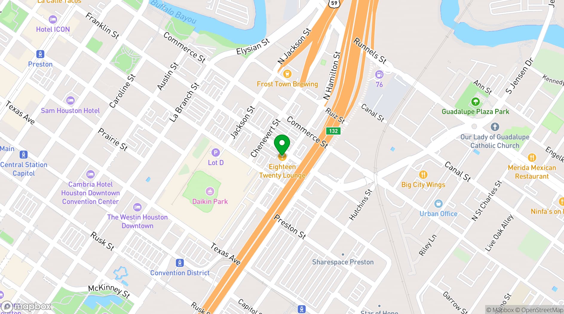 Map showing Eighteen Twenty Lounge